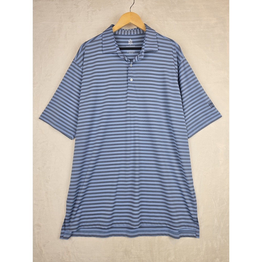 Turtleson Mens Golf Polo XL Blue Striped Preston Trail Performance